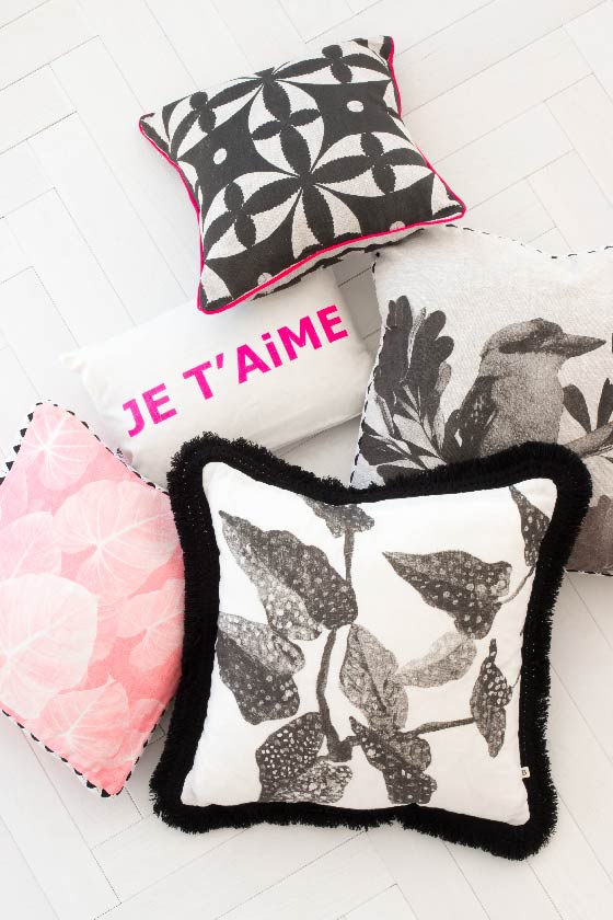 Gathered Home Pink and Black and White Pillows