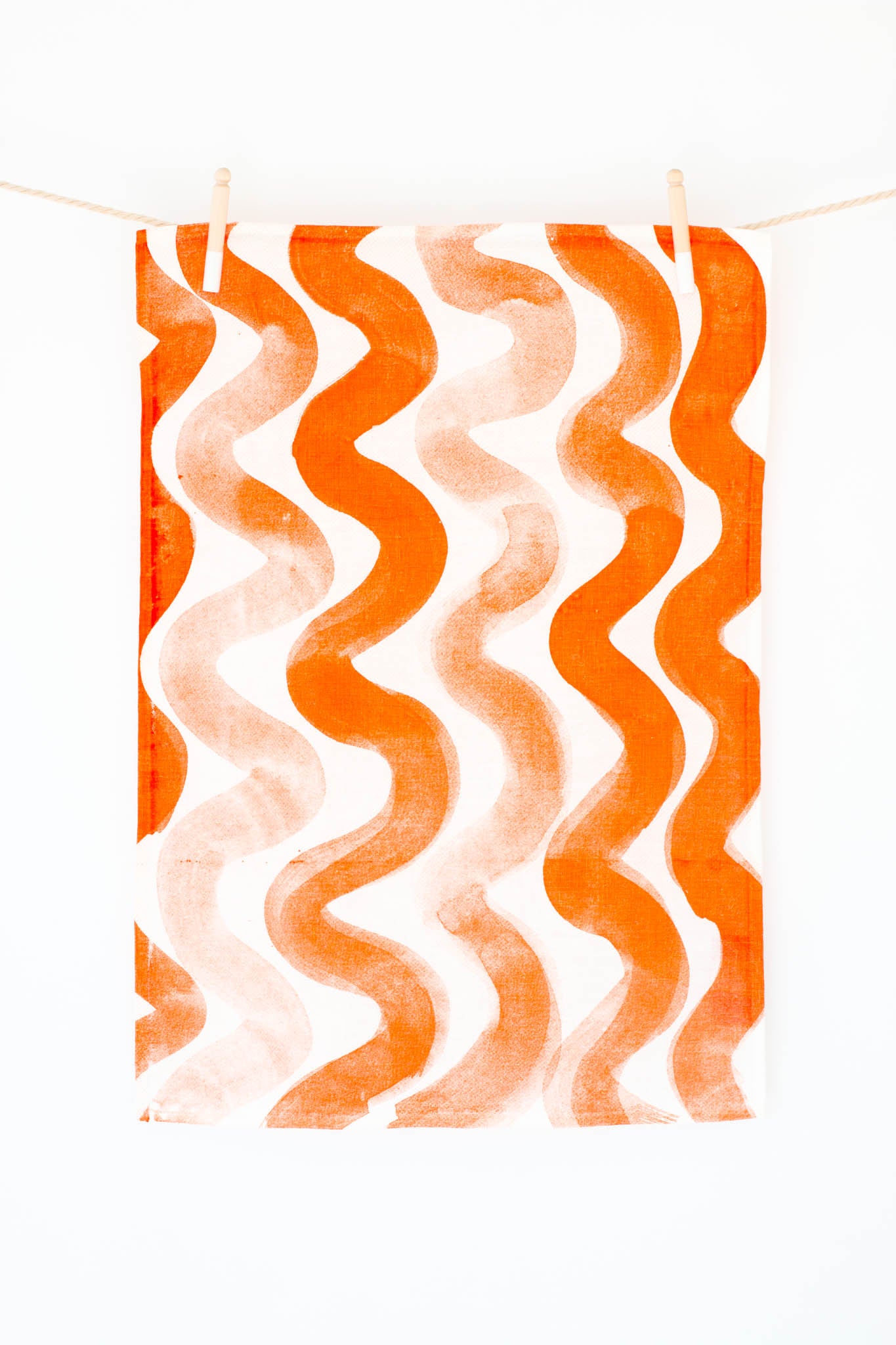 Big Waves Orange Tea Towel
