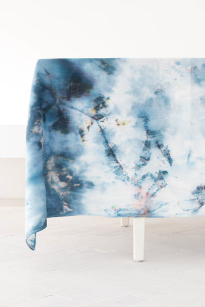 Midnight Ice Dyed Linen Tablecloth